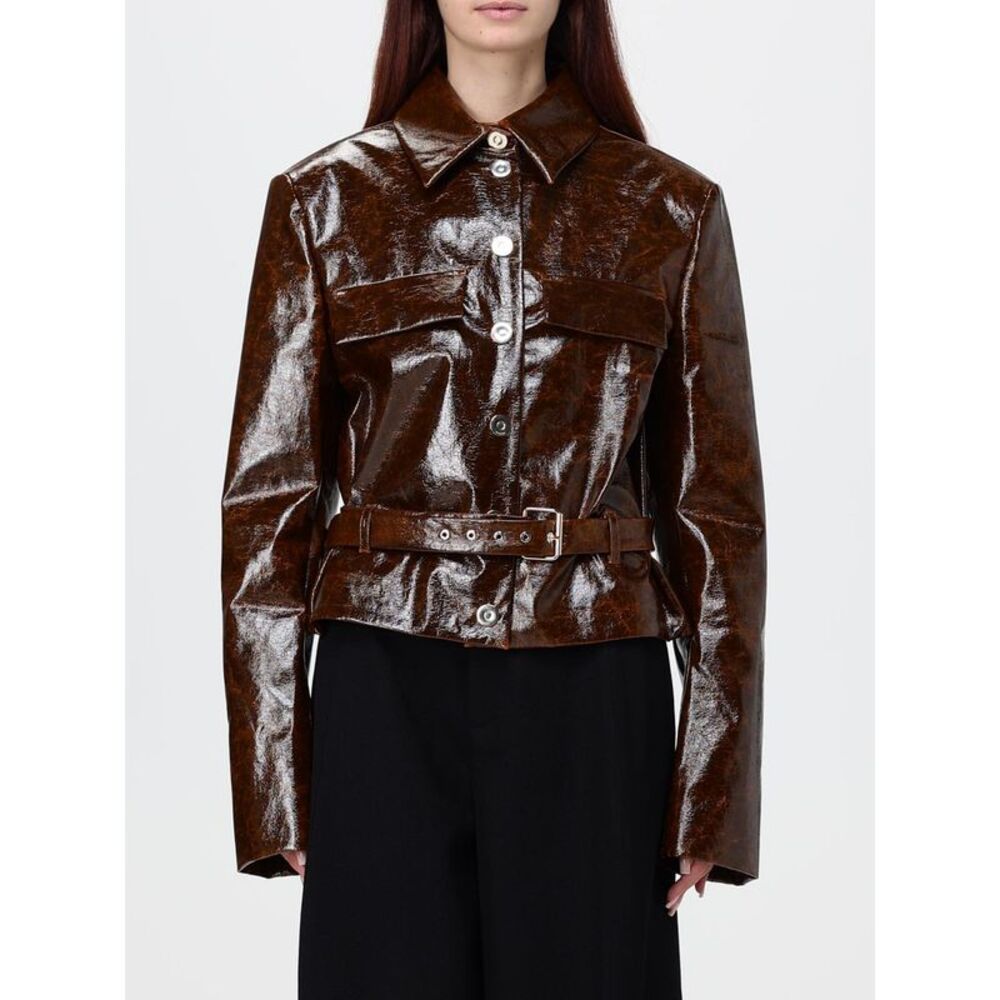 Sportmax Women Sportmax Short Coated Cotton Patent-Effect Jacket With Belt